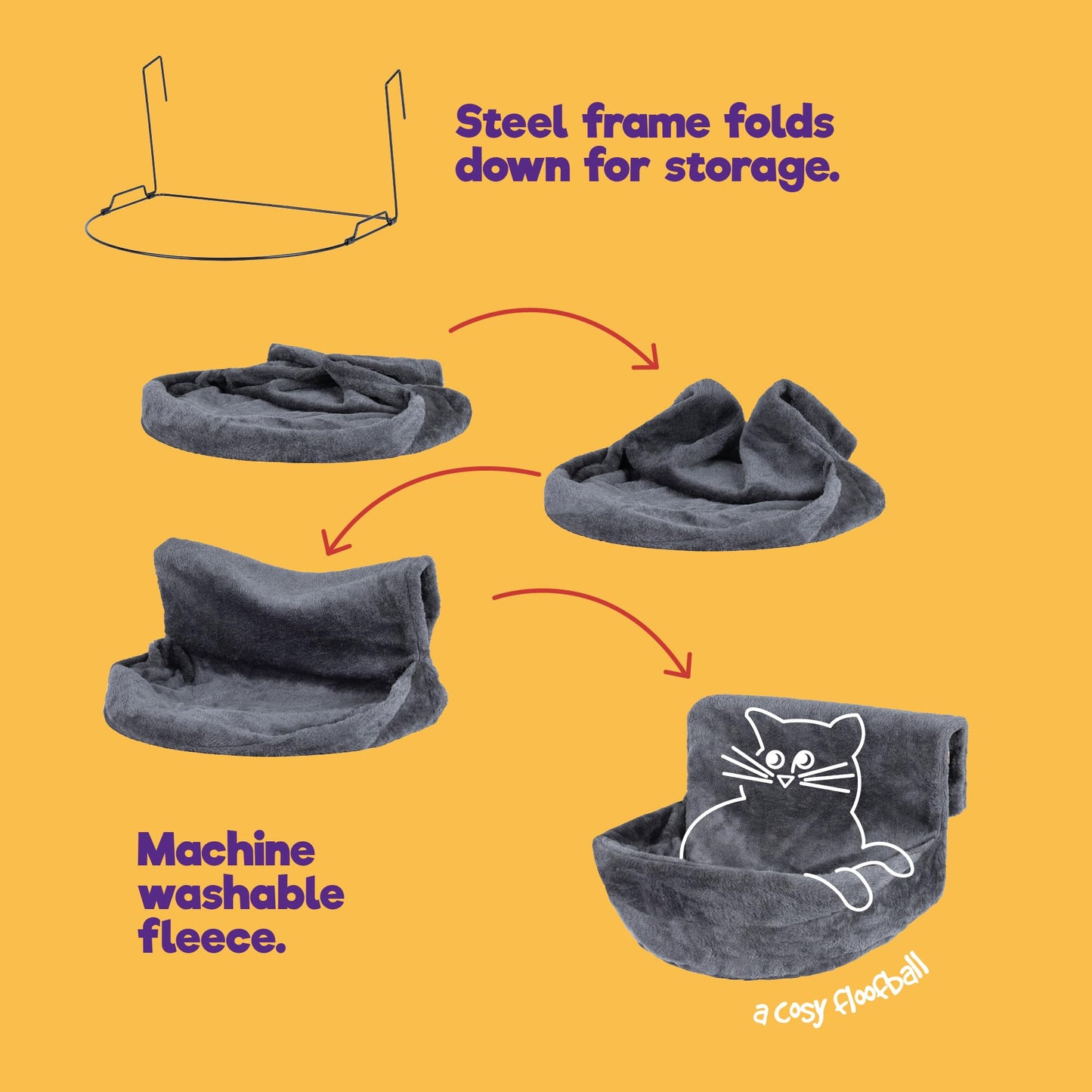 Gadvera Deluxe Radiator Cat Bed - Fleece Hammock with Iron Frame