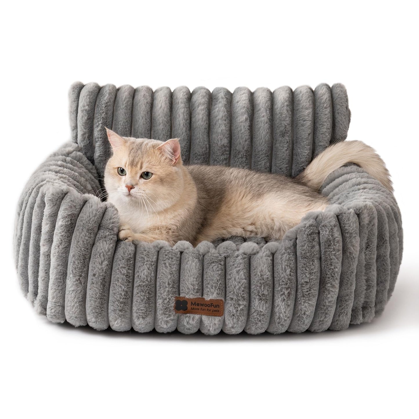 Gadvera Dog Sofa Bed - Soft & Fluffy Cat Bed with Removable Washable Cover - Grey