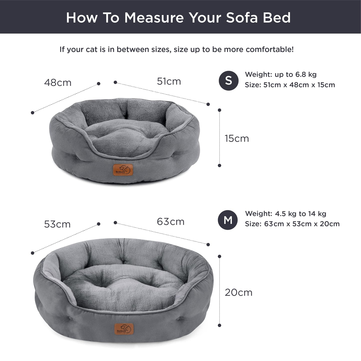 Gadvera Round Cat Bed - Washable, Slip-Resistant, Reversible Cushion