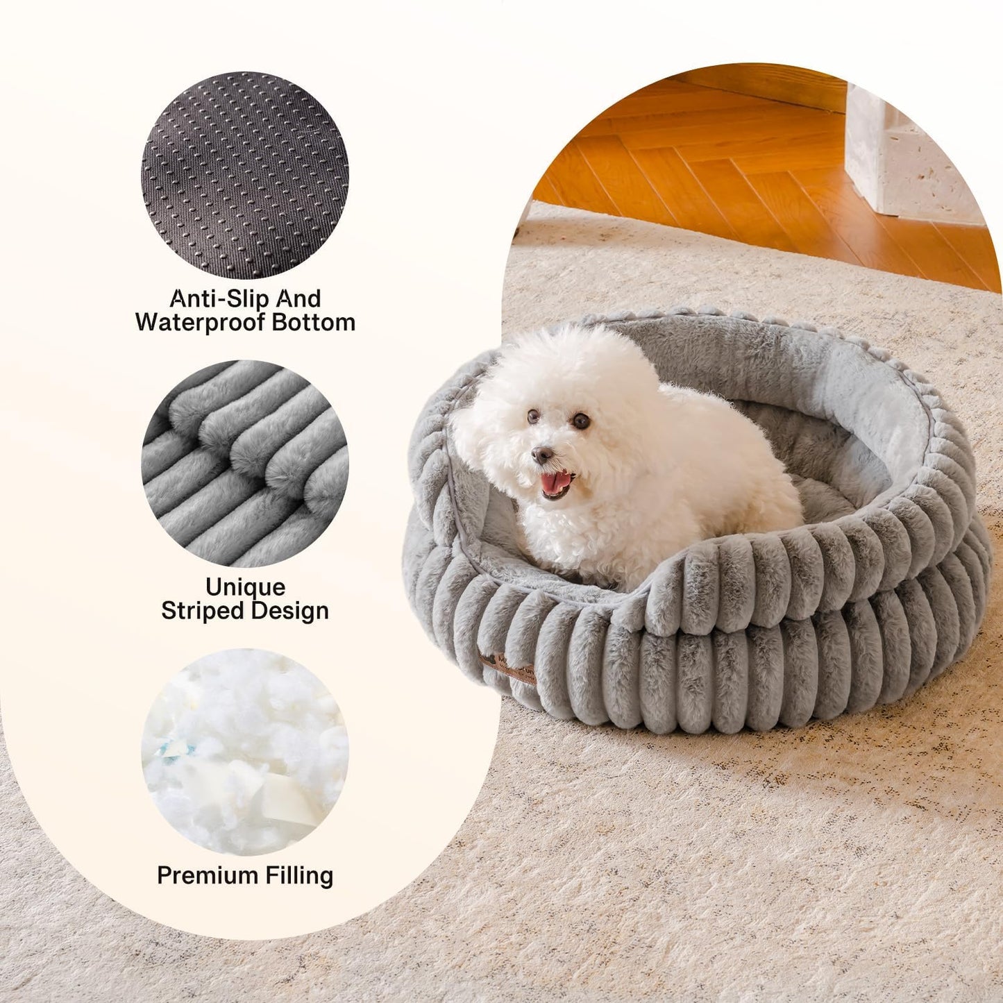 Gadvera Donut Cat Bed - Washable, Anti-Anxiety, Non-Slip for Cats & Small Dogs