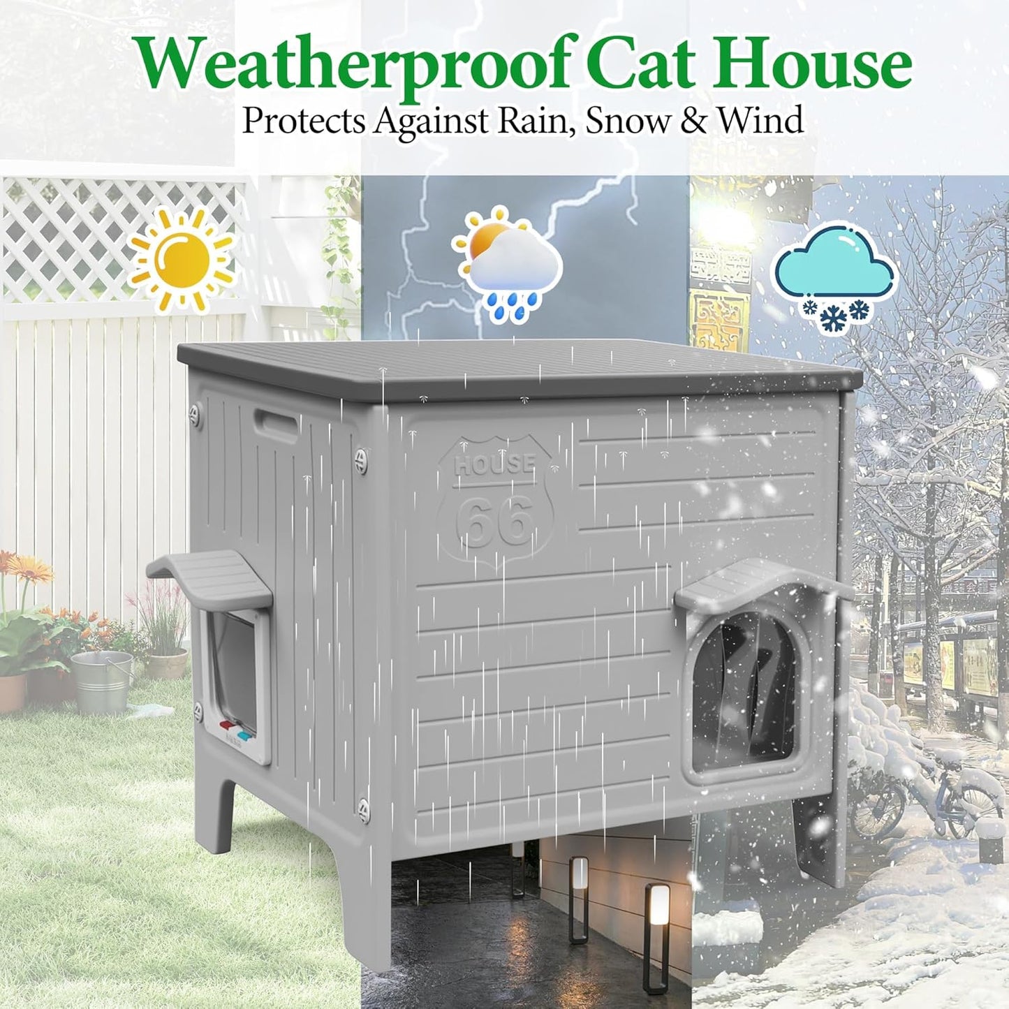 Gadvera™ Outdoor & Indoor Cat House – Durable Plastic Kitty Shelter | Waterproof Pet Bed for Small & Medium Cats & Puppies