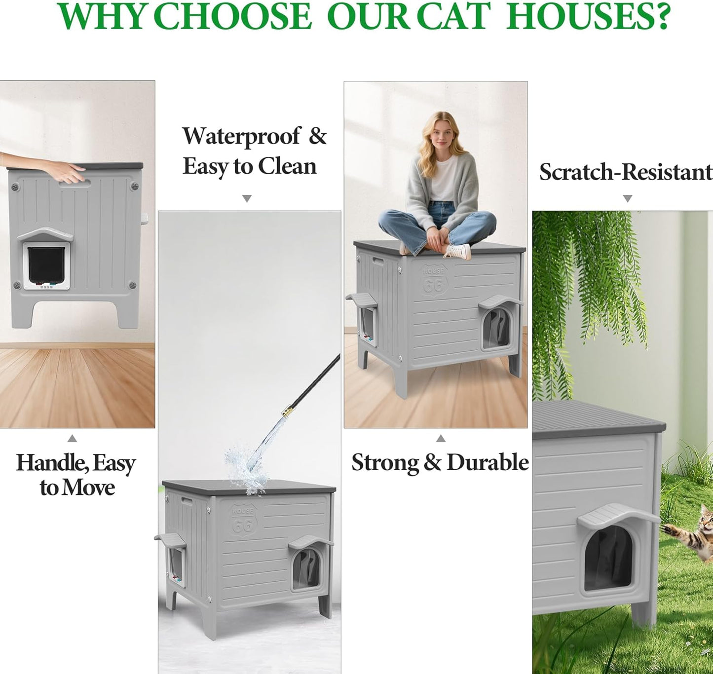 Gadvera™ Outdoor & Indoor Cat House – Durable Plastic Kitty Shelter | Waterproof Pet Bed for Small & Medium Cats & Puppies