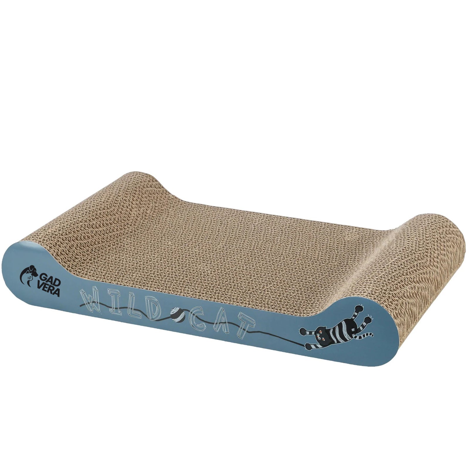 Gadvera Wild Cat Scratching Board with Catnip - Natural Claw Care, 41x7x24cm, Blue