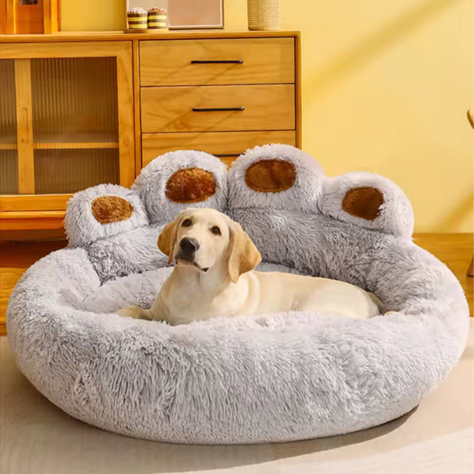 Gadvera™ Calming Comfort Paw Pet Bed for Dogs & Cats – Soft Fluffy Washable Plush Bed with Non-Slip Base