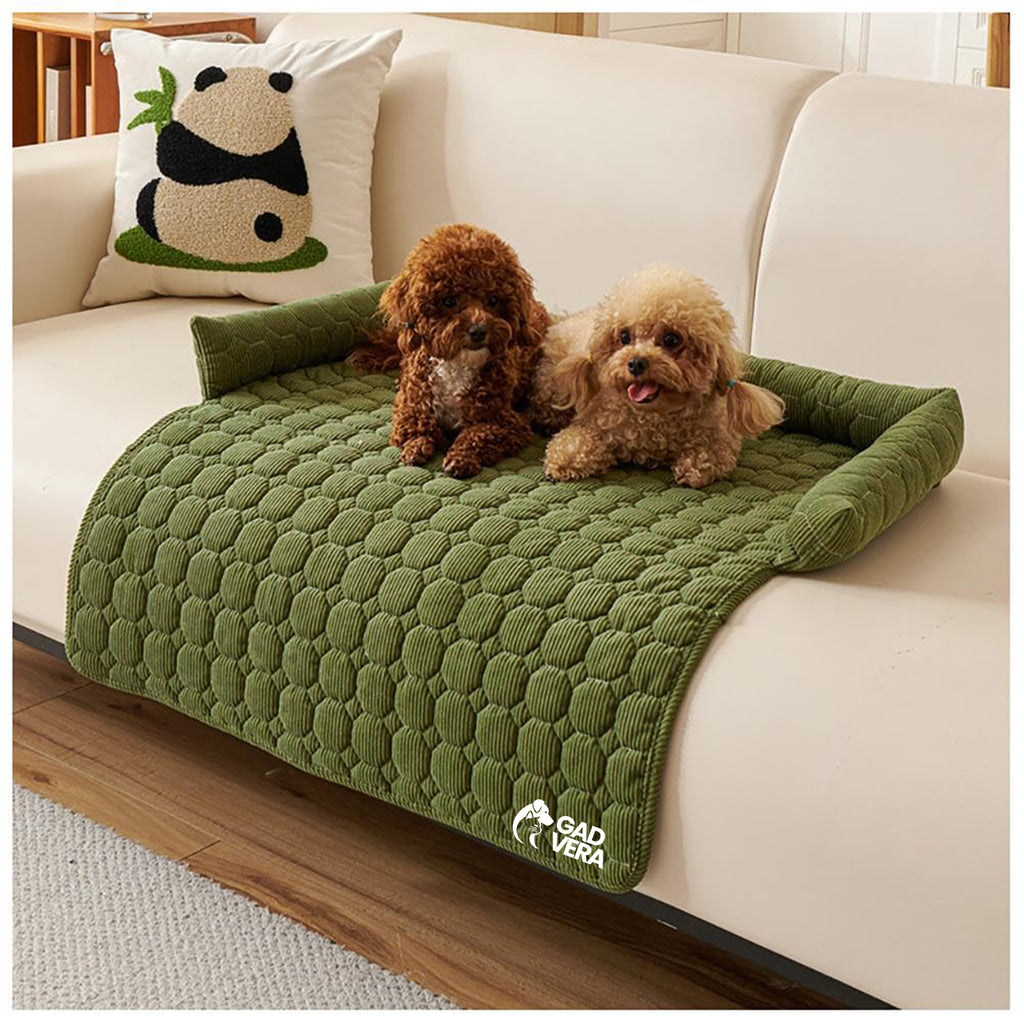 Gadvera Fluffy Calming Dog Bed - Washable, Non-Skid Bottom, Soft & Warm Cushion - Green