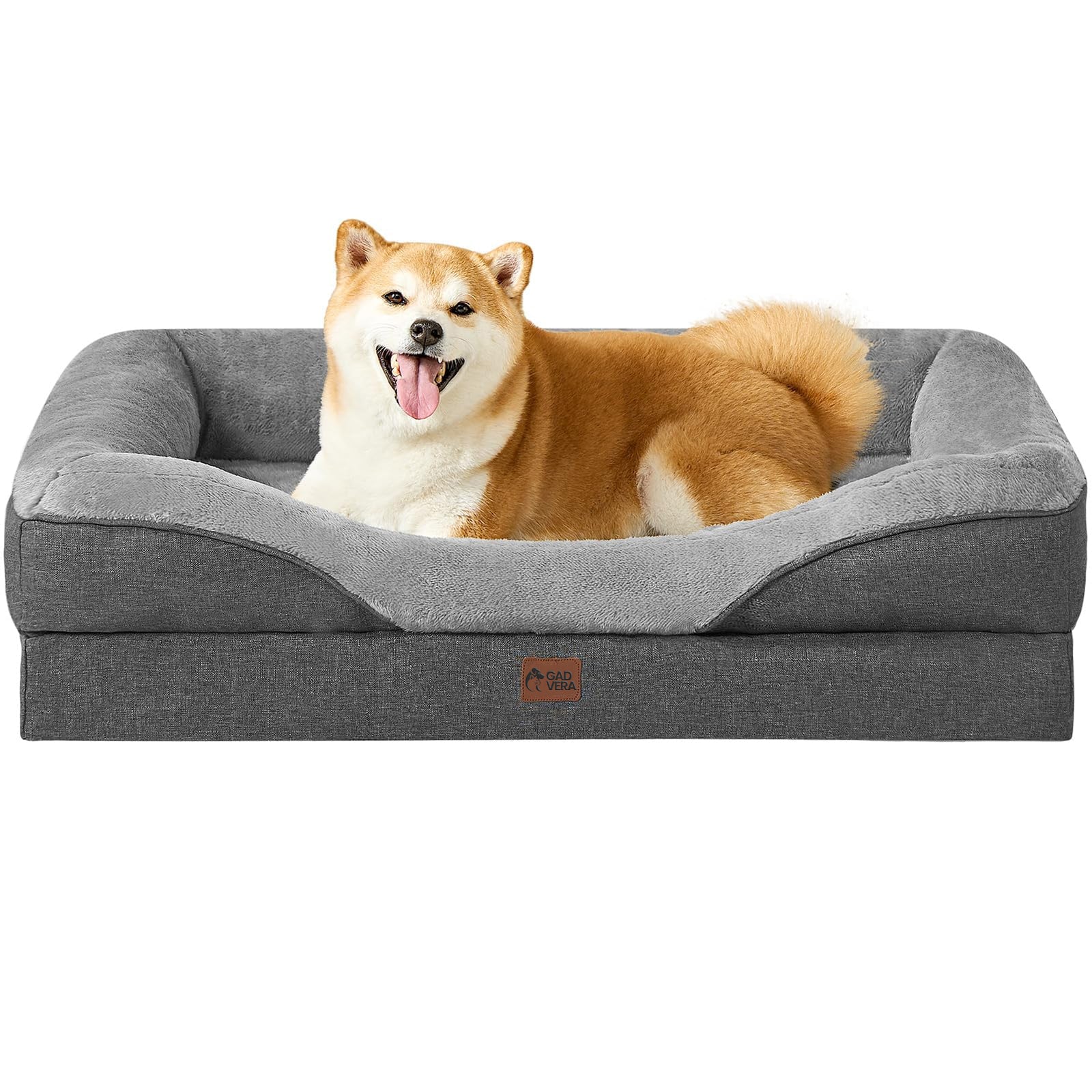 Gadvera Memory Foam Dog Bed - Orthopedic, Waterproof, 91x68x17cm - Dark Grey