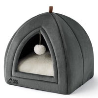 Gadvera Cat Cave Bed - Hooded Flannel Igloo, Foldable, Washable Cushion