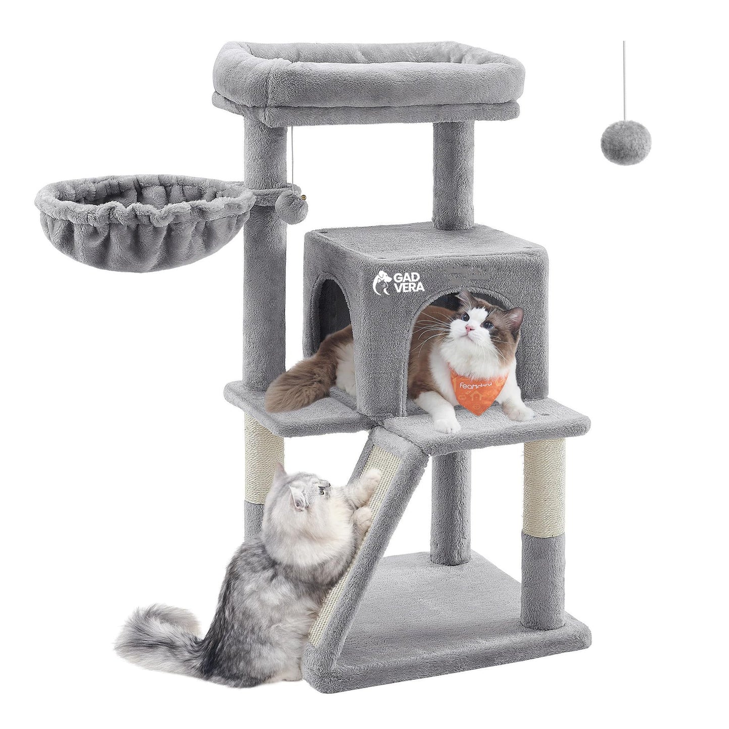 Gadvera Cat Tree - Widened Perch for Large Cats - Light Grey