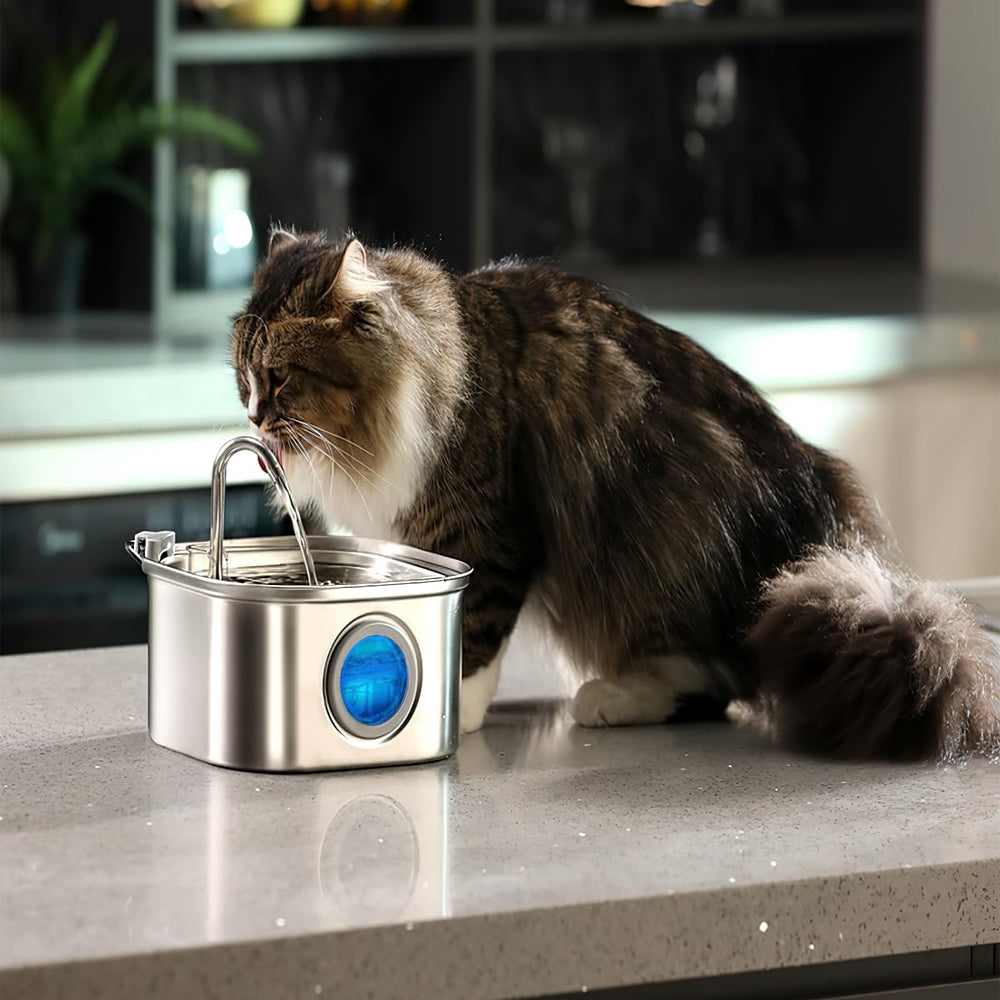 3.2L Stainless Steel Automatic Pet Water Fountain – Smart Cat & Dog Dispenser with Visual Water Window | Quiet Circulating Drinking Bowl