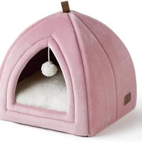 Gadvera Cat Cave Bed - Hooded Flannel Igloo, Foldable, Washable Cushion
