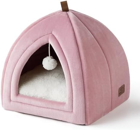 Gadvera Cat Cave Bed - Hooded Flannel Igloo, Foldable, Washable Cushion