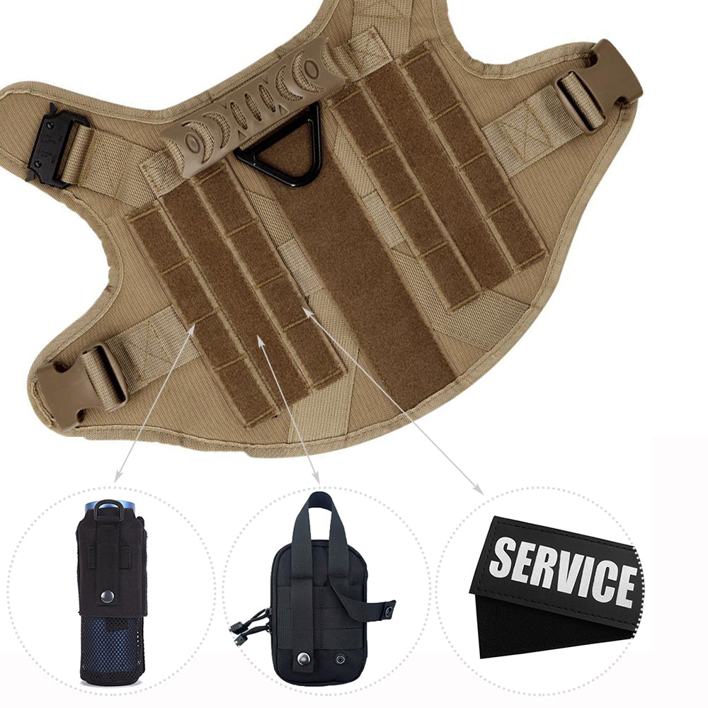 Gadvera™ Tactical Dog Harness Set – Adjustable Training Vest with Collar, Leash & MOLLE Pouches | Heavy-Duty Harness for Medium & Large Dogs