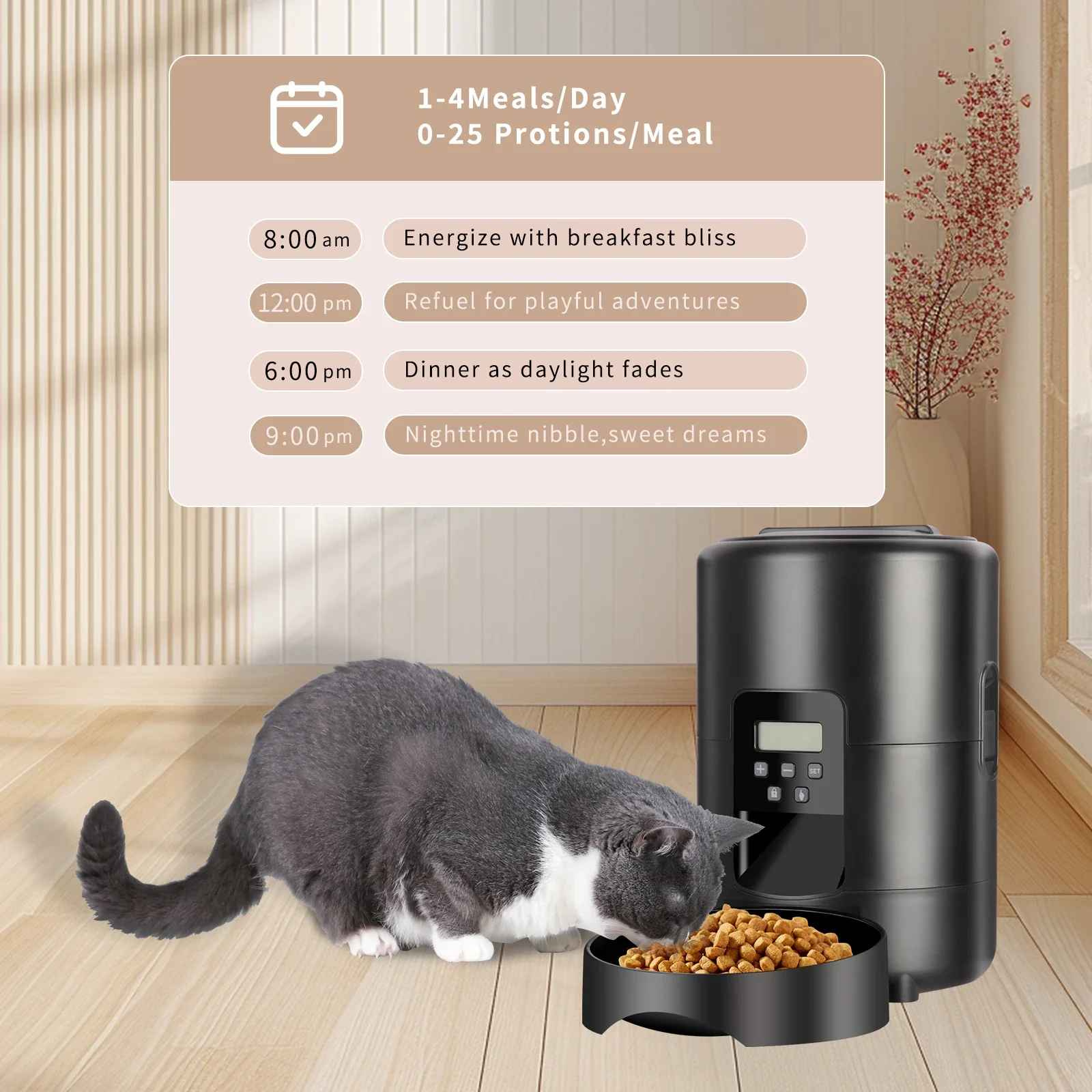 2L Smart Automatic Pet Feeder – Wi-Fi App Control Food Dispenser for Cats & Dogs | Timed Portion Control, Dry Food Bowl
