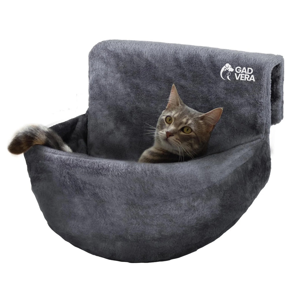 Gadvera Deluxe Radiator Cat Bed - Fleece Hammock with Iron Frame - Grey