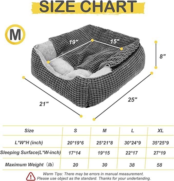 Gadvera Hooded Dog Bed - Warm Pet Cave, Washable, Fits Dogs Up to 60lbs
