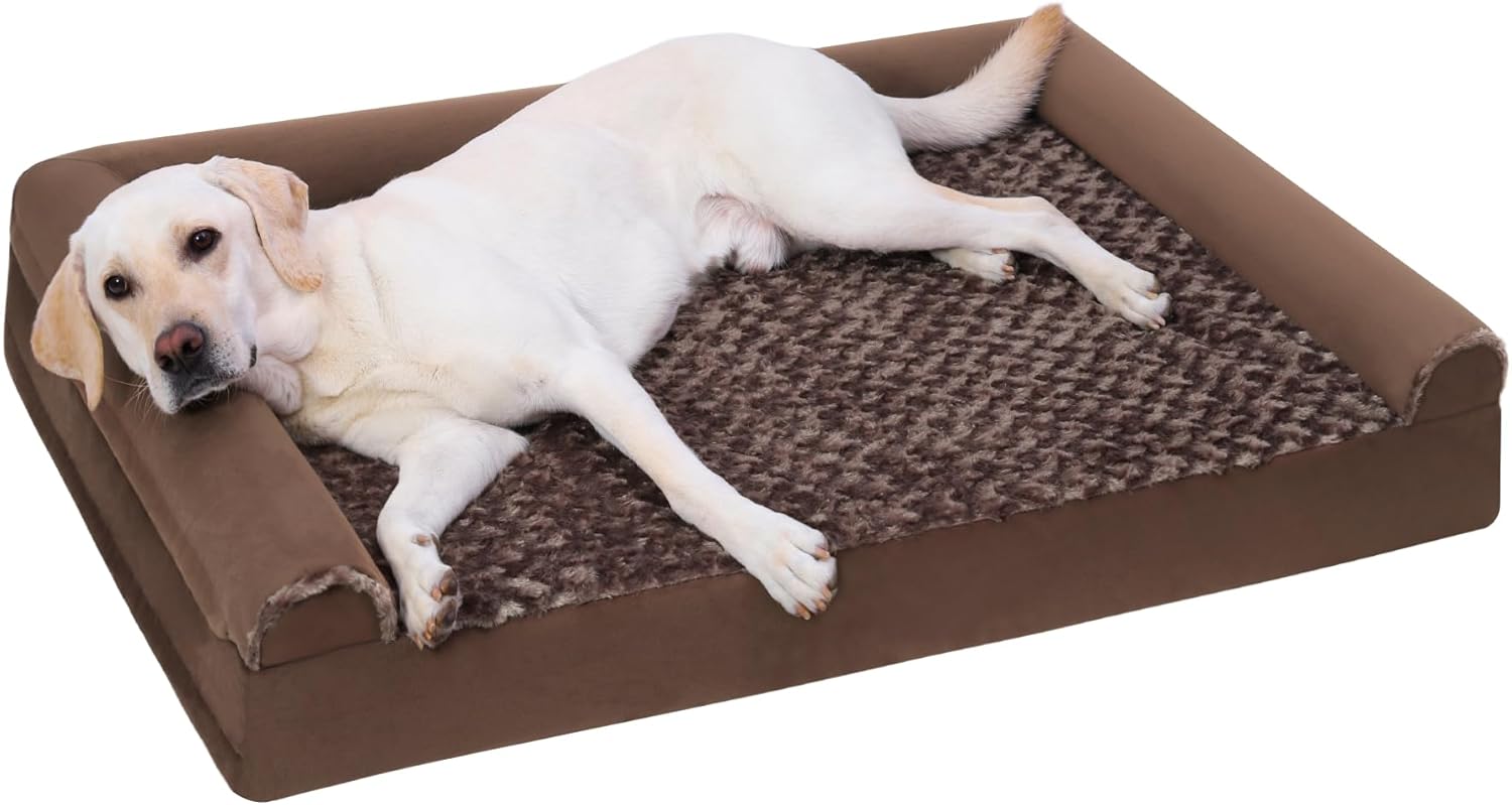 Gadvera Large Orthopedic Dog Bed - U-Shape Bolster, Waterproof, Washable Cover