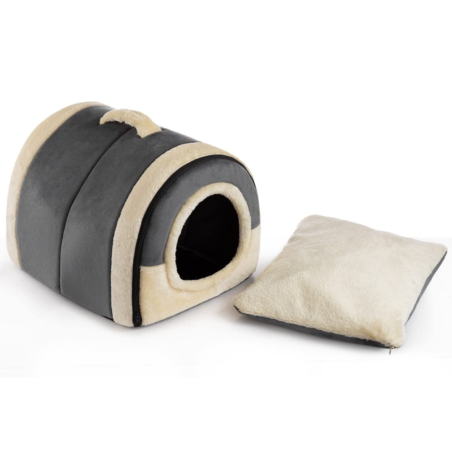 Gadvera 2-in-1 Foldable Cat & Small Dog Bed - Crystal Velvet Cat Cave, Indoor/Outdoor