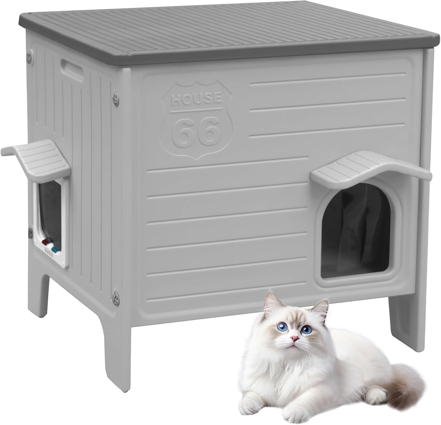 Gadvera™ Outdoor & Indoor Cat House – Durable Plastic Kitty Shelter | Waterproof Pet Bed for Small & Medium Cats & Puppies