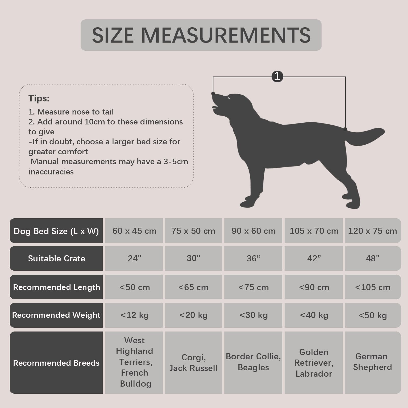 Gadvera Large Dog Bed - Washable, Calming Plush Mattress with Anti-Slip Bottom, 90x60x8cm
