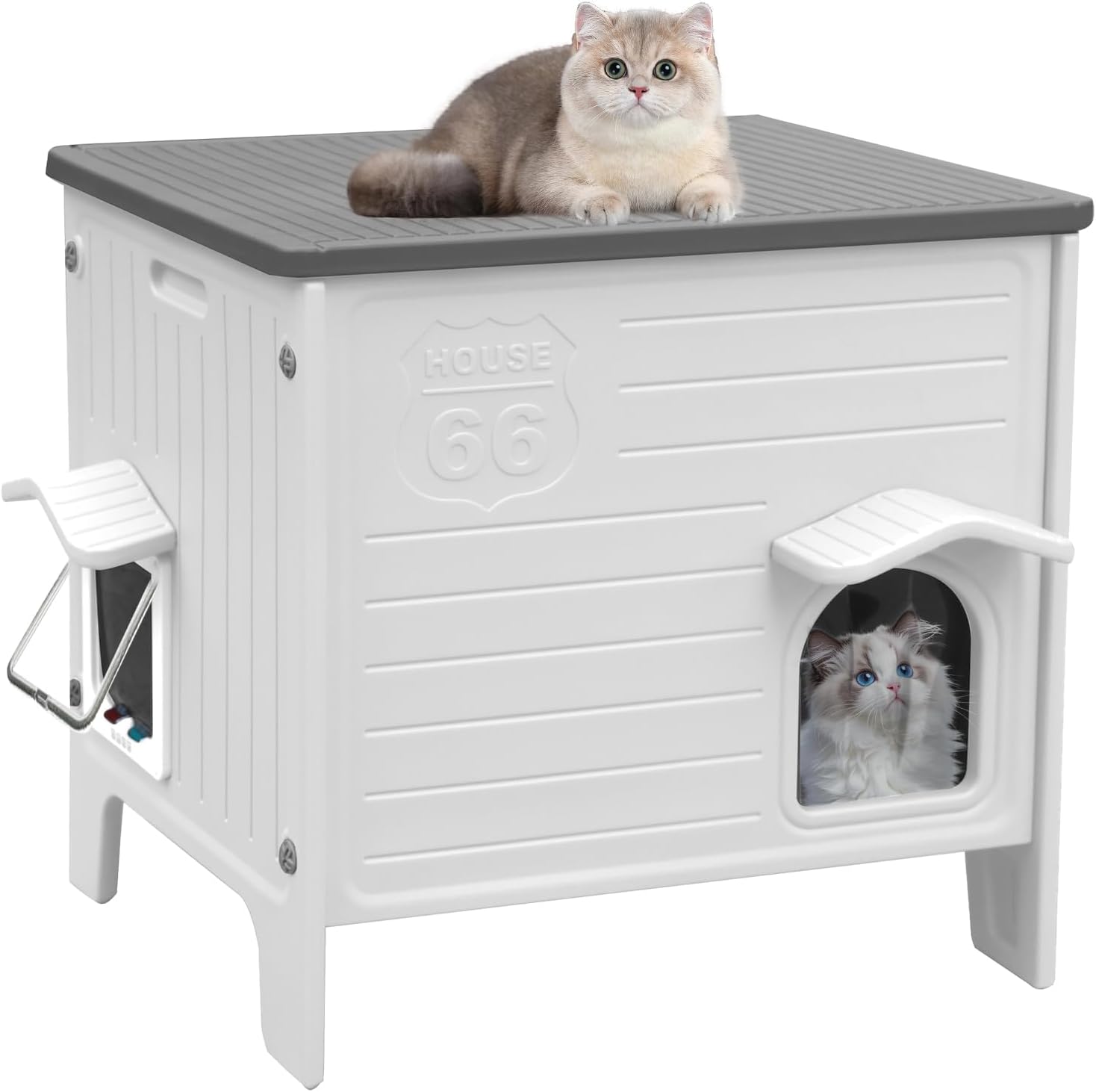 Gadvera™ Outdoor & Indoor Cat House – Durable Plastic Kitty Shelter | Waterproof Pet Bed for Small & Medium Cats & Puppies