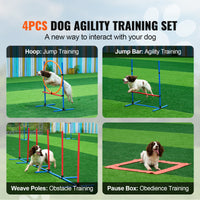 Gadvera™ Dog Agility Training Set – 4PCS Adjustable Equipment Kit with High Hurdles, 6 Weave Poles, Jump Ring, Pause Box & Whistle