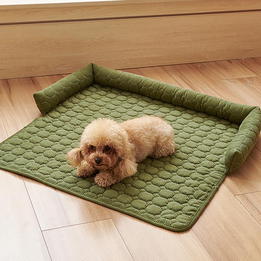 Gadvera Fluffy Calming Dog Bed - Washable, Non-Skid Bottom, Soft & Warm Cushion - Green