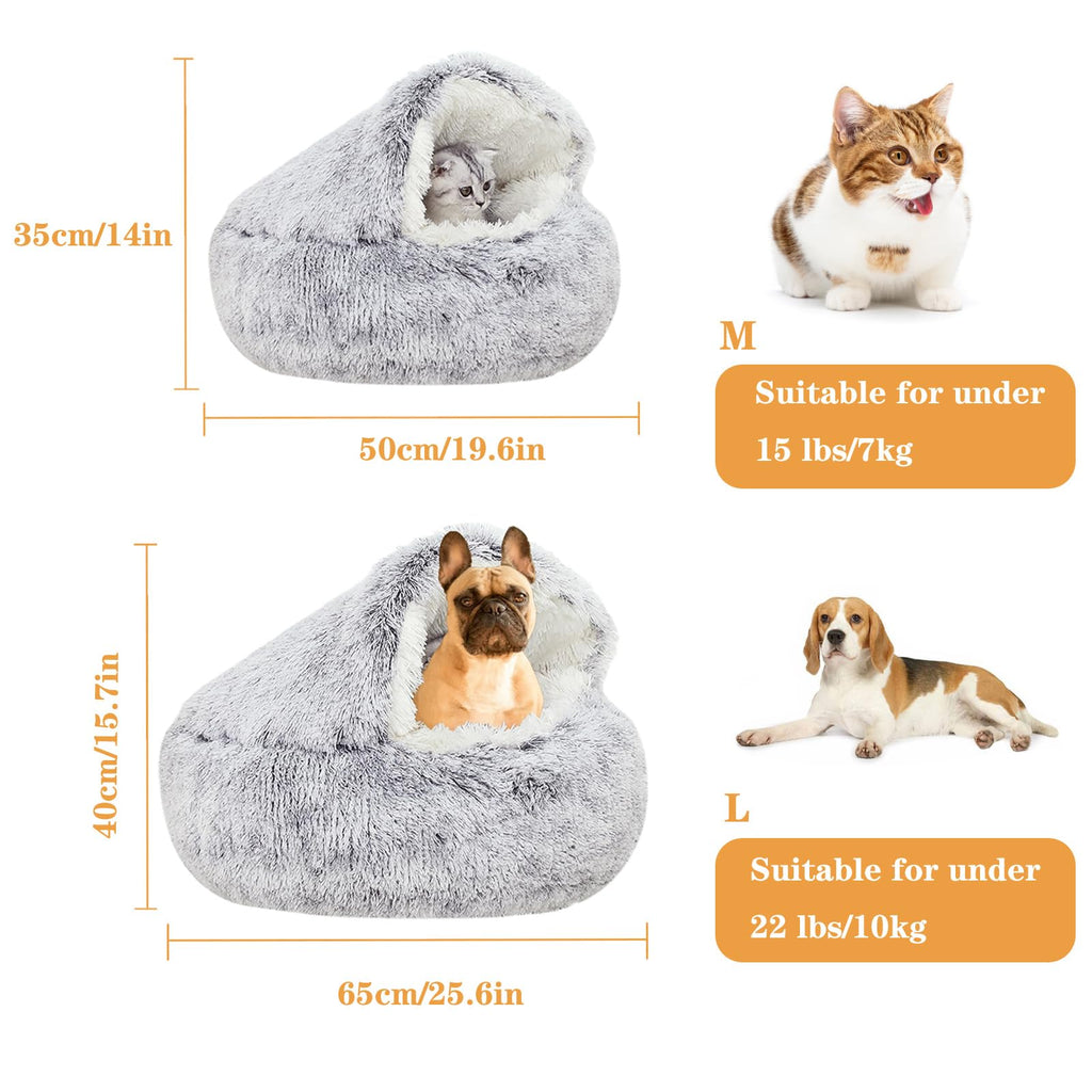 Gadvera Plush Cat & Small Dog Bed - Self-Warming, Washable, Non-Slip for Pets Under 7kg - Grey