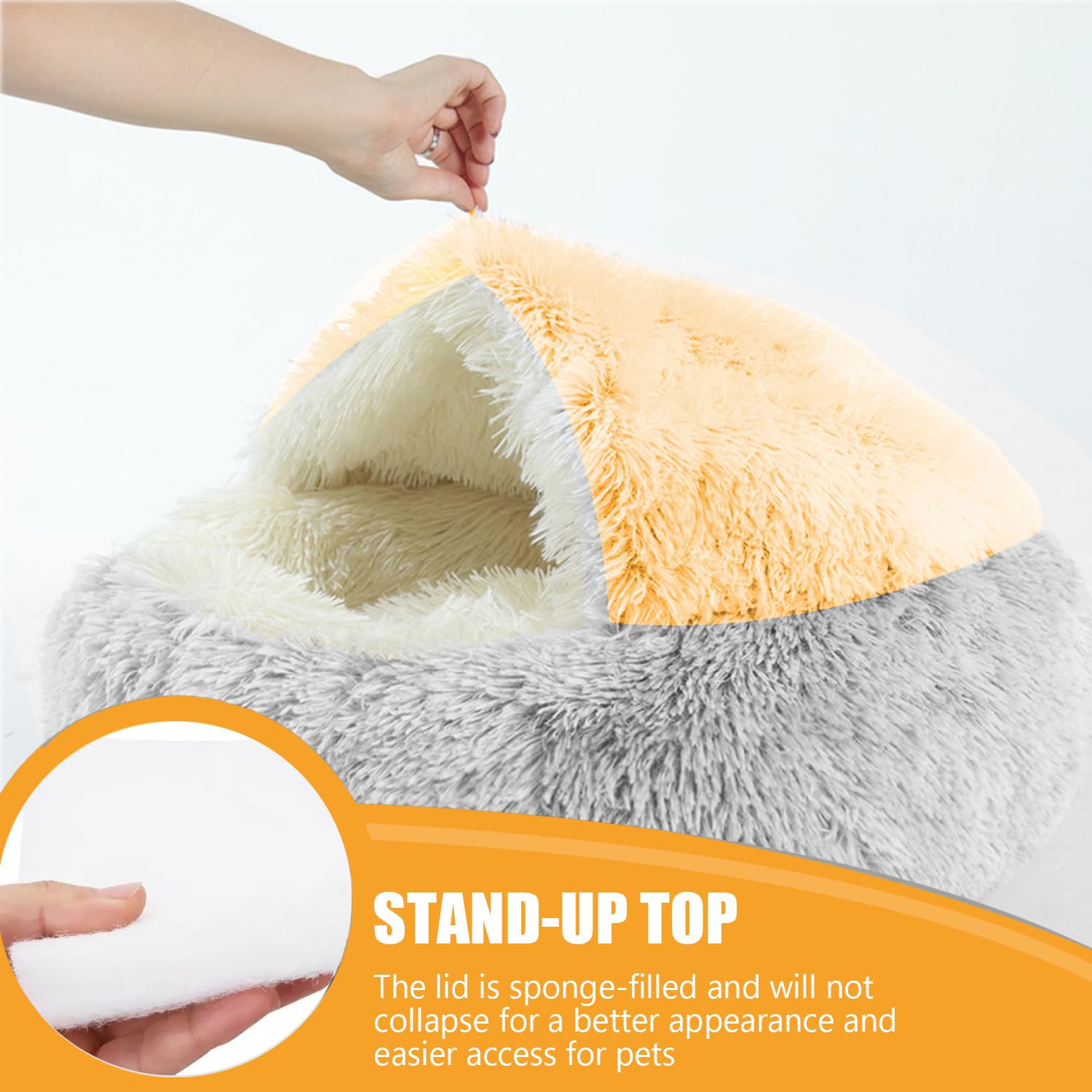 Gadvera Plush Cat & Small Dog Bed - Self-Warming, Washable, Non-Slip for Pets Under 7kg - Grey