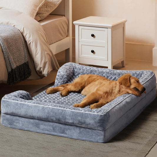 Orthopedic Deluxe Foam Dog Bed for Large Dogs – Soft & Luxurious Cushion with Cooling Pad