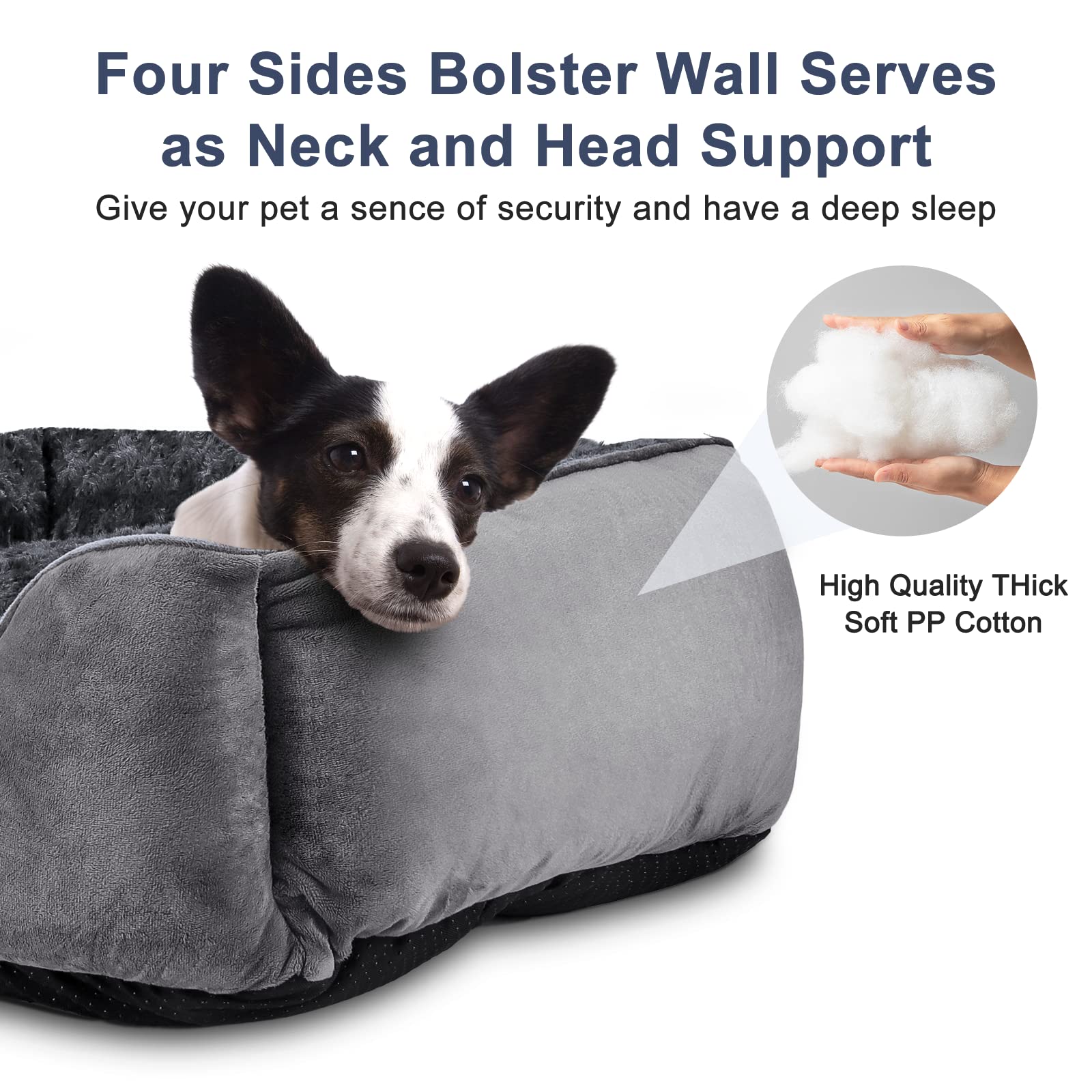 Gadvera Medium Dog Bed - Washable Plush, Non-Slip, Grey - Small, Medium, Large