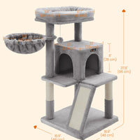Gadvera Cat Tree - Widened Perch for Large Cats - Light Grey