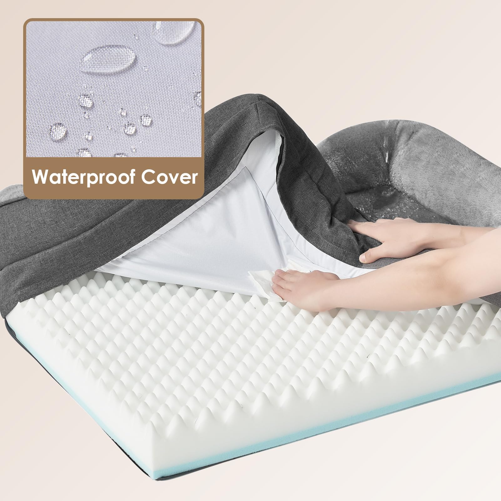 Gadvera Memory Foam Dog Bed - Orthopedic, Waterproof, 91x68x17cm - Dark Grey