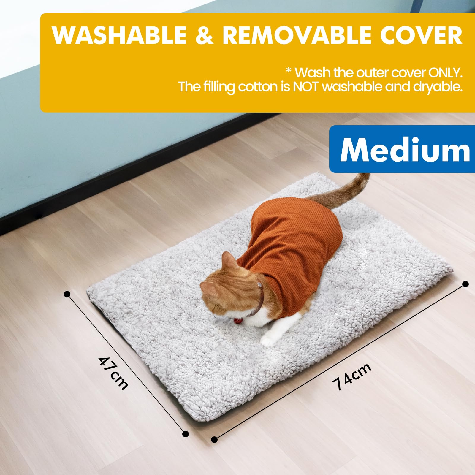 Gadvera Self-Heating Cat Bed - Washable Warming Pet Pad, Electric-Free, Non-Slip, 74x47cm