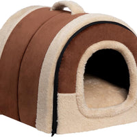 Gadvera 2-in-1 Foldable Cat & Small Dog Bed - Crystal Velvet Cat Cave, Indoor/Outdoor