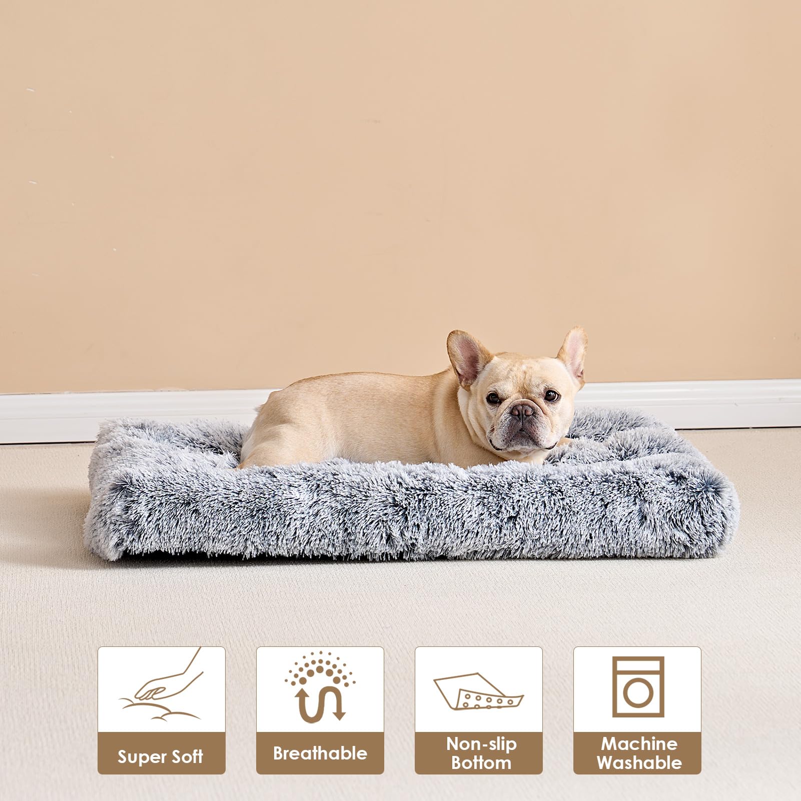 Gadvera Calming Dog Bed - Washable, Anti-Slip, 75x50x7.5cm - Grey