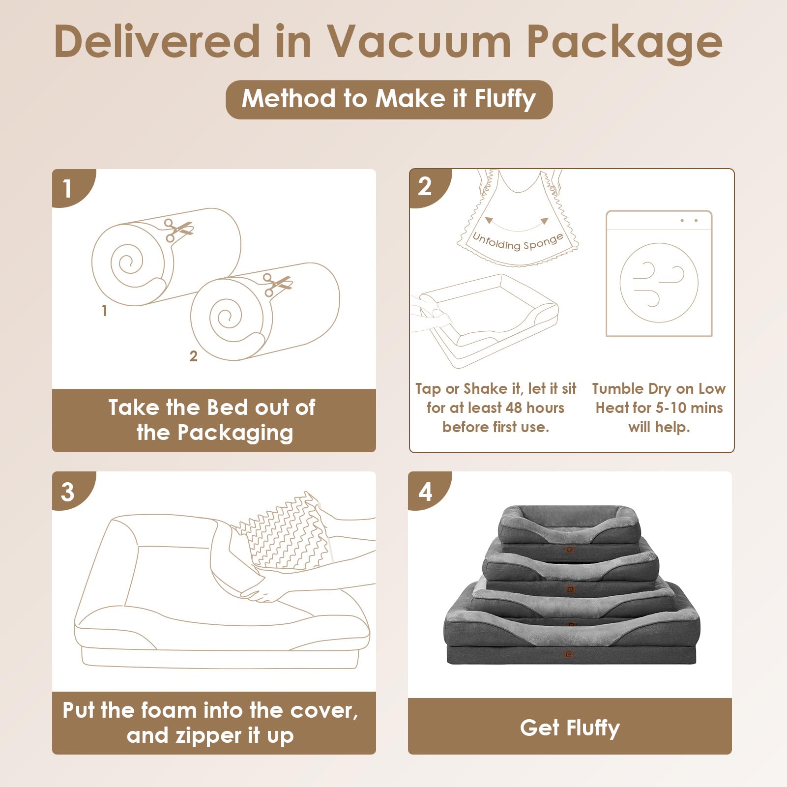Gadvera Memory Foam Dog Bed - Orthopedic, Waterproof, 91x68x17cm - Dark Grey