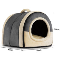 Gadvera 2-in-1 Foldable Cat & Small Dog Bed - Crystal Velvet Cat Cave, Indoor/Outdoor
