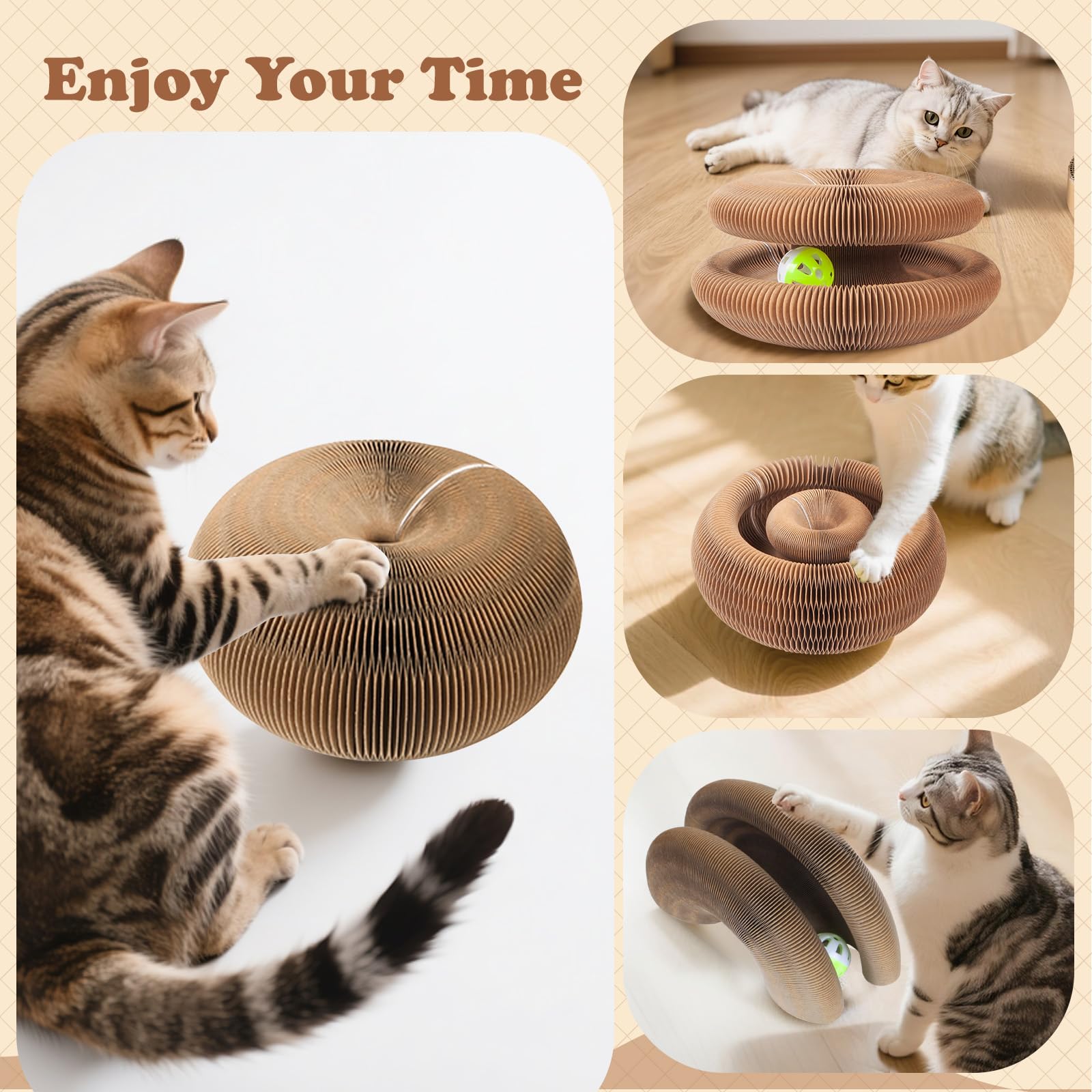 Gadvera Magic Cat Scratcher & Play Track with Ball - Curly Scratching Ring