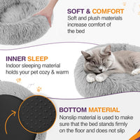 Gadvera Plush Donut Cat & Dog Bed - Self-Warming, Anti-Slip, Reversible