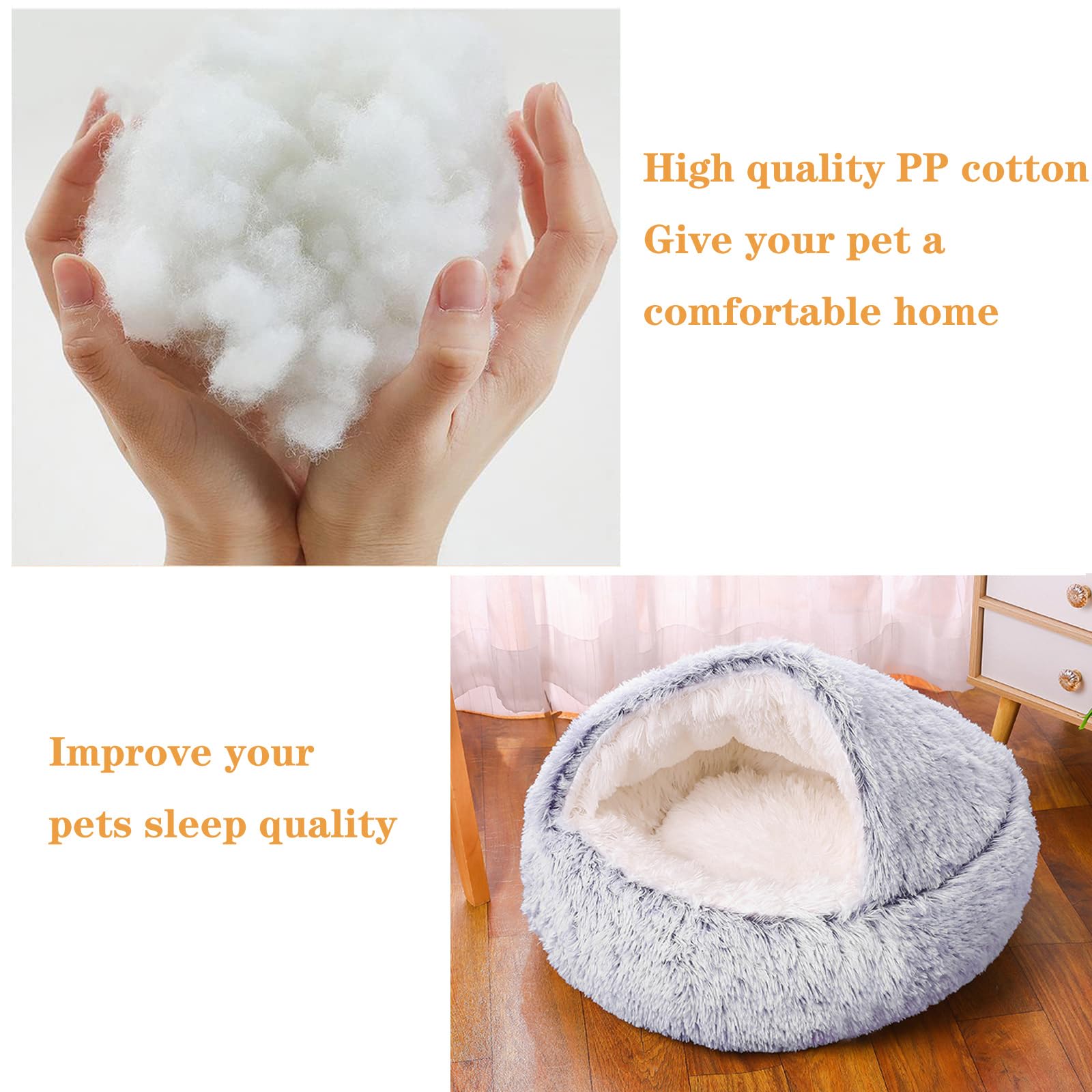 Gadvera Plush Cat & Small Dog Bed - Self-Warming, Washable, Non-Slip for Pets Under 7kg - Grey