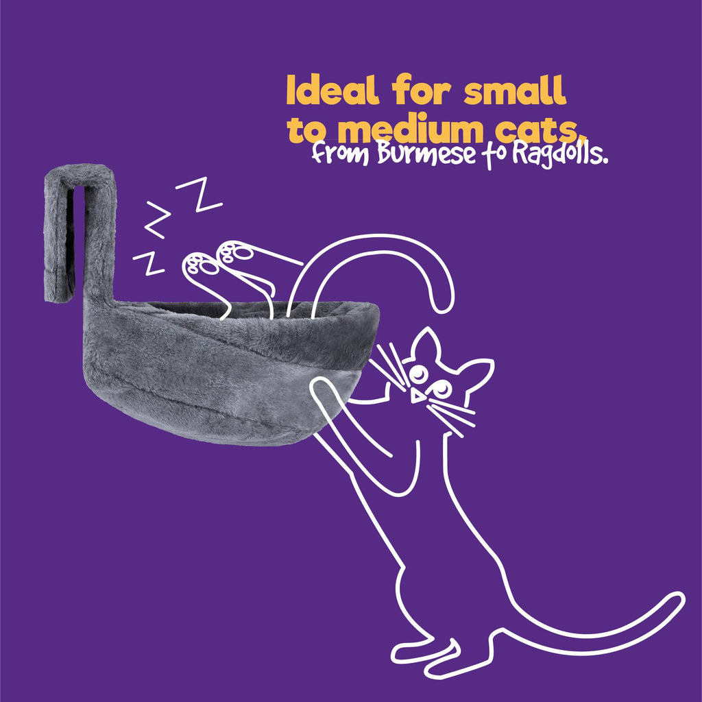 Gadvera Deluxe Radiator Cat Bed - Fleece Hammock with Iron Frame - Grey