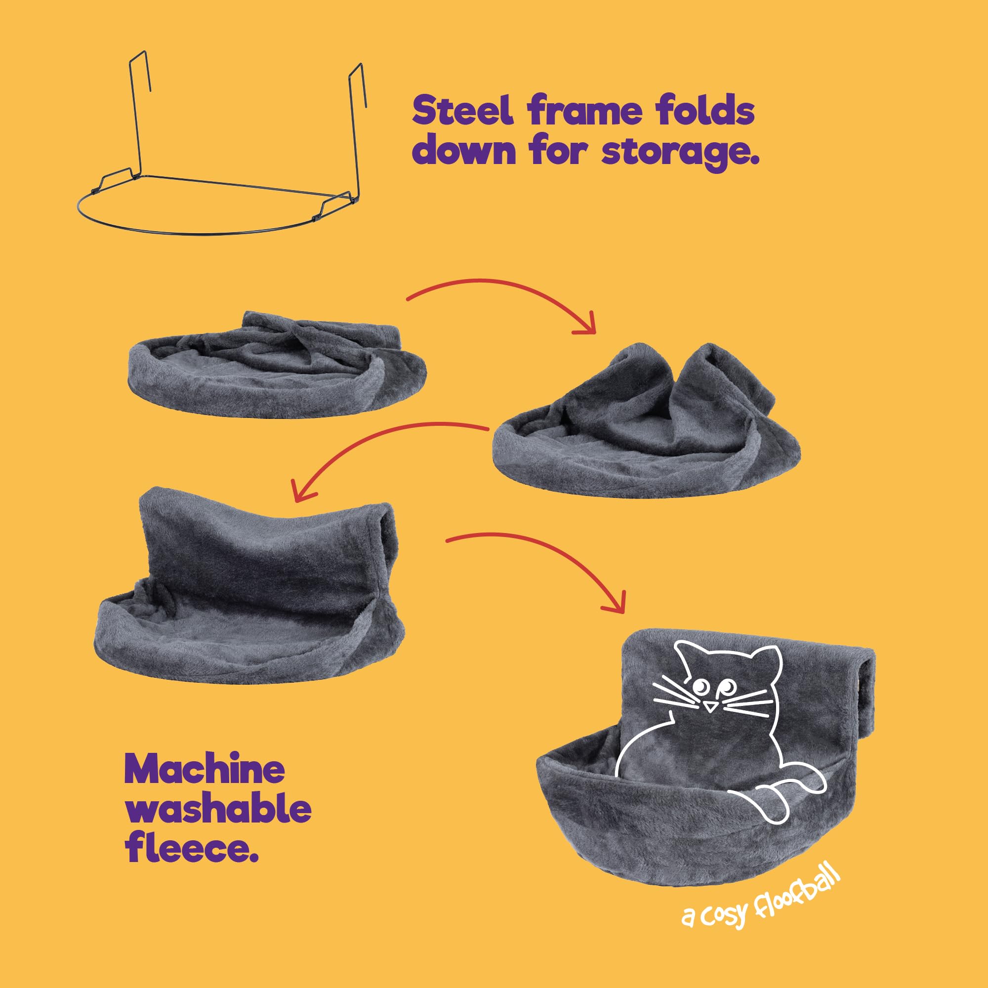 Gadvera Deluxe Radiator Cat Bed - Fleece Hammock with Iron Frame