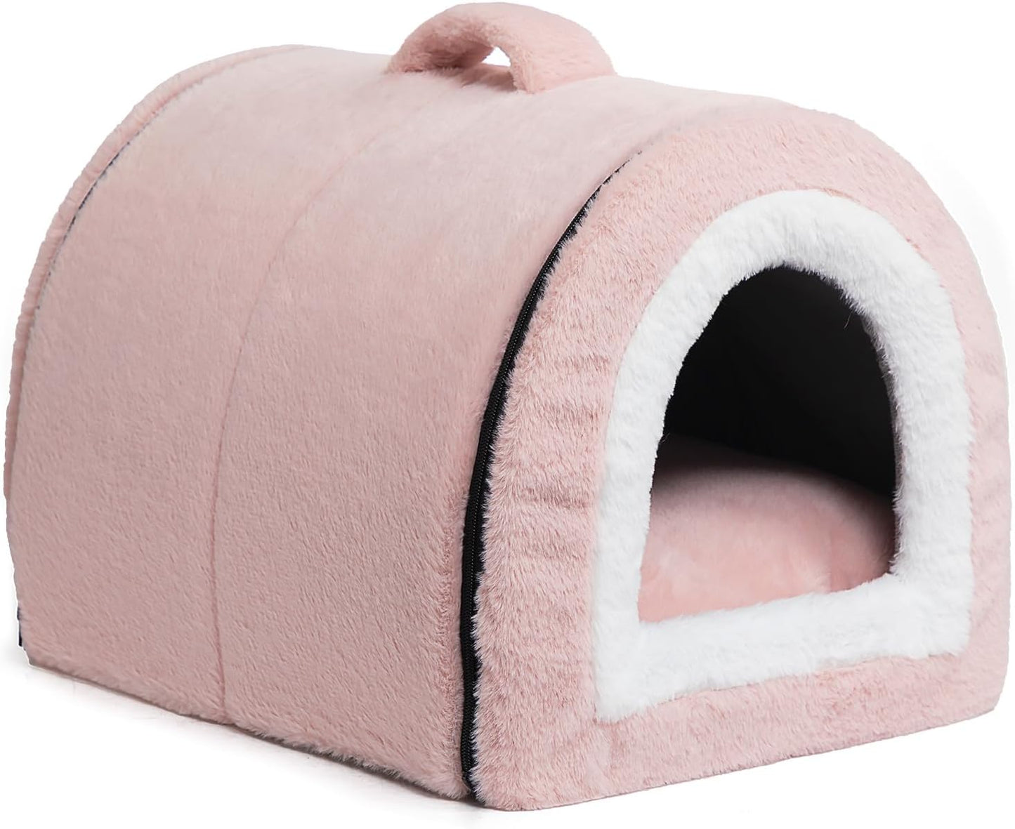 Gadvera 2-in-1 Foldable Cat & Small Dog Bed - Crystal Velvet Cat Cave, Indoor/Outdoor