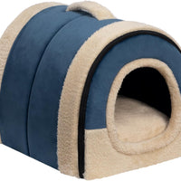 Gadvera 2-in-1 Foldable Cat & Small Dog Bed - Crystal Velvet Cat Cave, Indoor/Outdoor