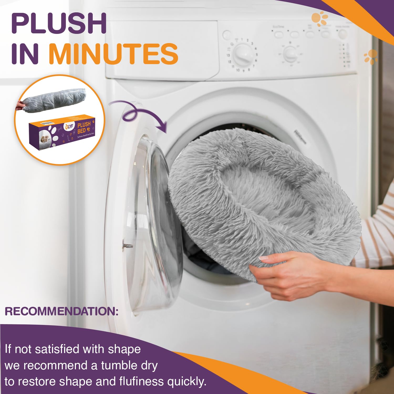 Gadvera Plush Donut Cat & Dog Bed - Self-Warming, Anti-Slip, Reversible