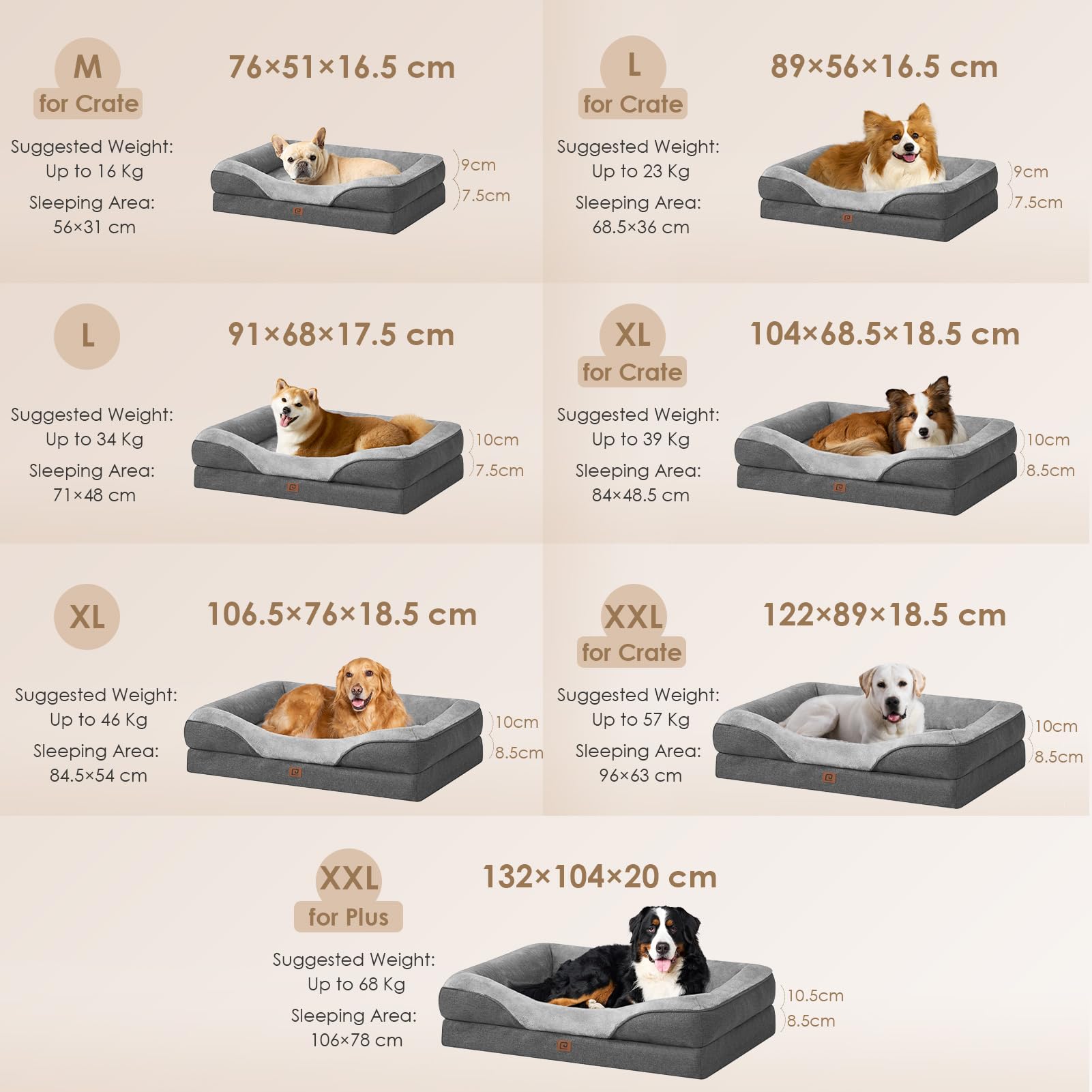 Gadvera Memory Foam Dog Bed - Orthopedic, Waterproof, 91x68x17cm - Dark Grey