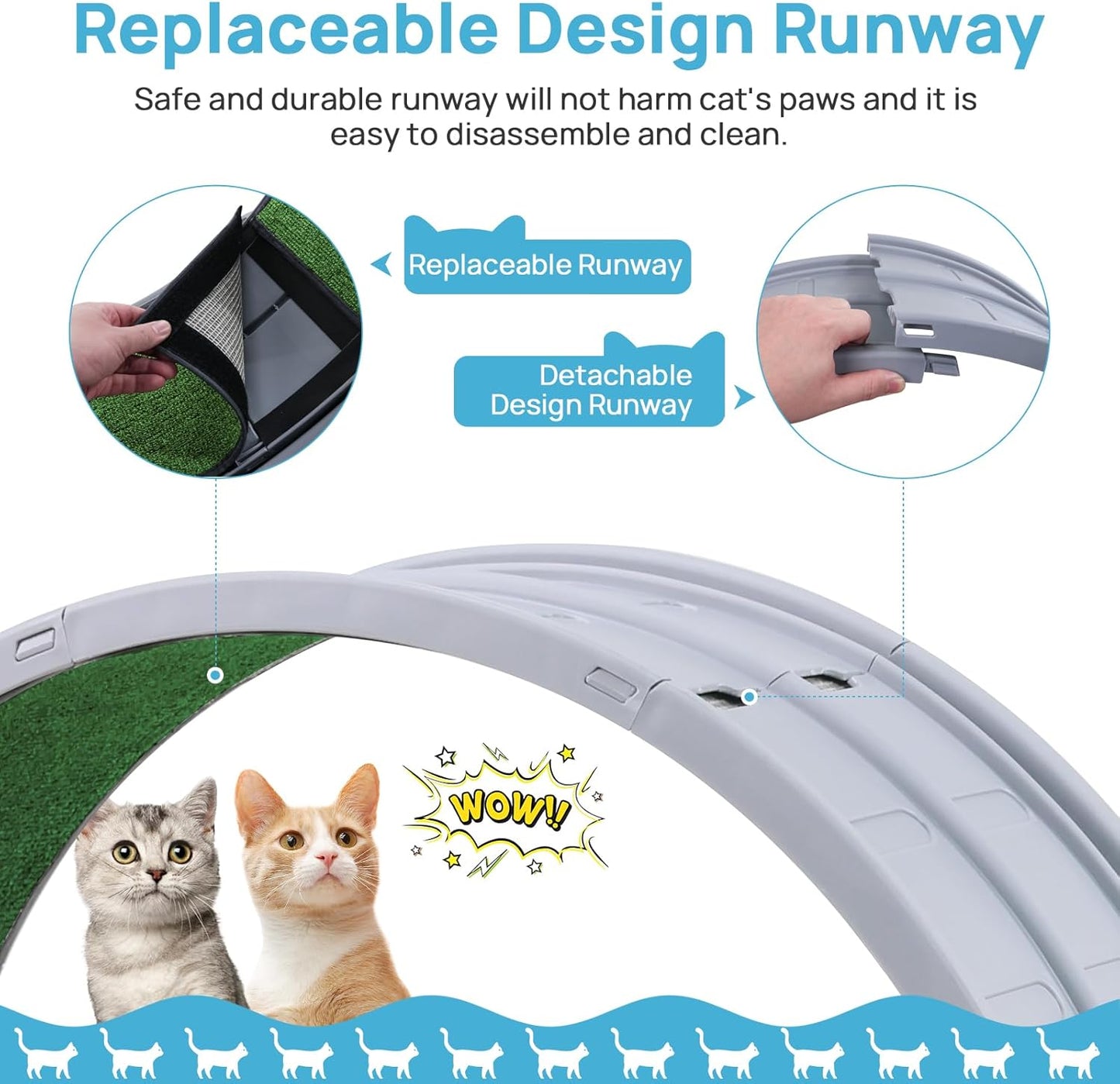 Gadvera™ Cat Treadmill – 31.5" Indoor Cat Exercise Wheel with Carpeted Runway | Fitness & Health Running Wheel for Cats