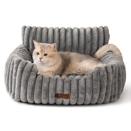 Gadvera Dog Sofa Bed - Soft & Fluffy Cat Bed with Removable Washable Cover - Grey
