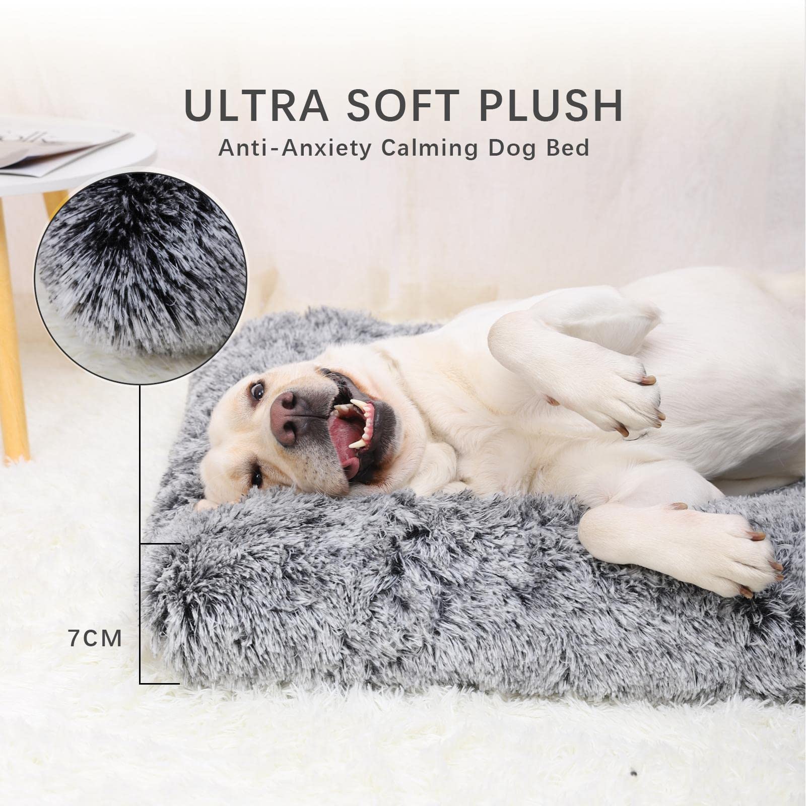 Gadvera Large Dog Bed - Washable, Calming Plush Mattress with Anti-Slip Bottom, 90x60x8cm
