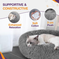 Gadvera Plush Donut Cat & Dog Bed - Self-Warming, Anti-Slip, Reversible